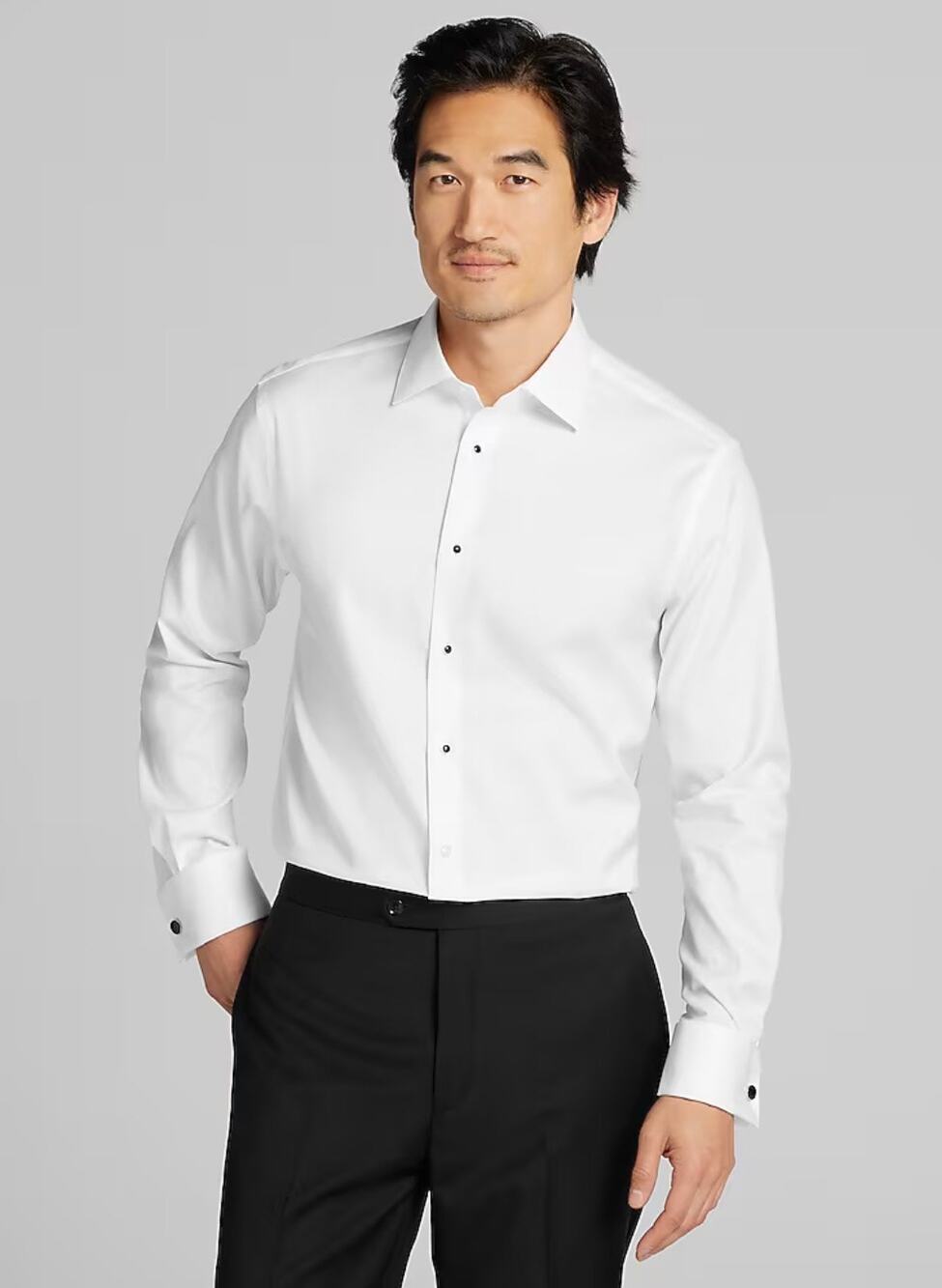 Pronto Uomo White Slim Fit French Cuff Dress Shirt 17 36/37 Tall